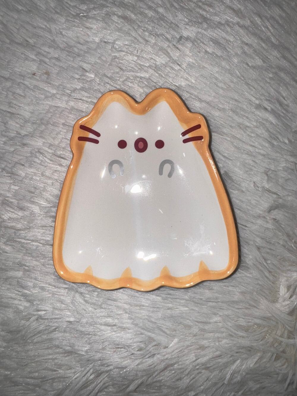 Pusheen the cat ghost candy dish with orange border limited edition exclusive